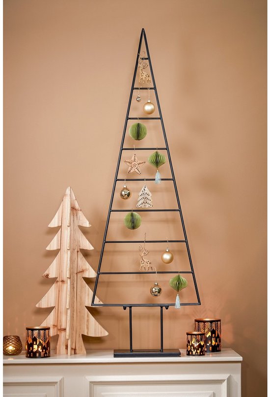 Mica Decorations Decoratie Kerstboom - L50 x B15 x H152 cm - Metaal - Zwart