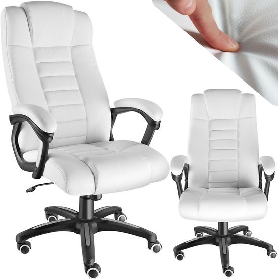 tectake® - Luxe directie Bureaustoel Burostoel Kantoorstoel - kunstleer - wit