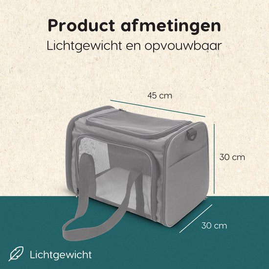 Volcan Reistas Kat - Reismand - Draagtas Katten - Transportbox met Bovenlader - Draagmand Lichtgrijs