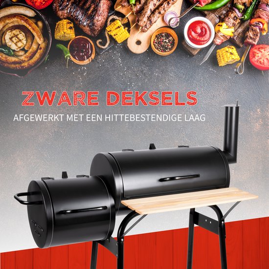 BBQ Collection 2-in-1 Smoker BBQ - Houtskool Barbeque - Buitenkeuken Barbecue - Grill en Smokerbarbecues - 104 x 58 x 114 cm