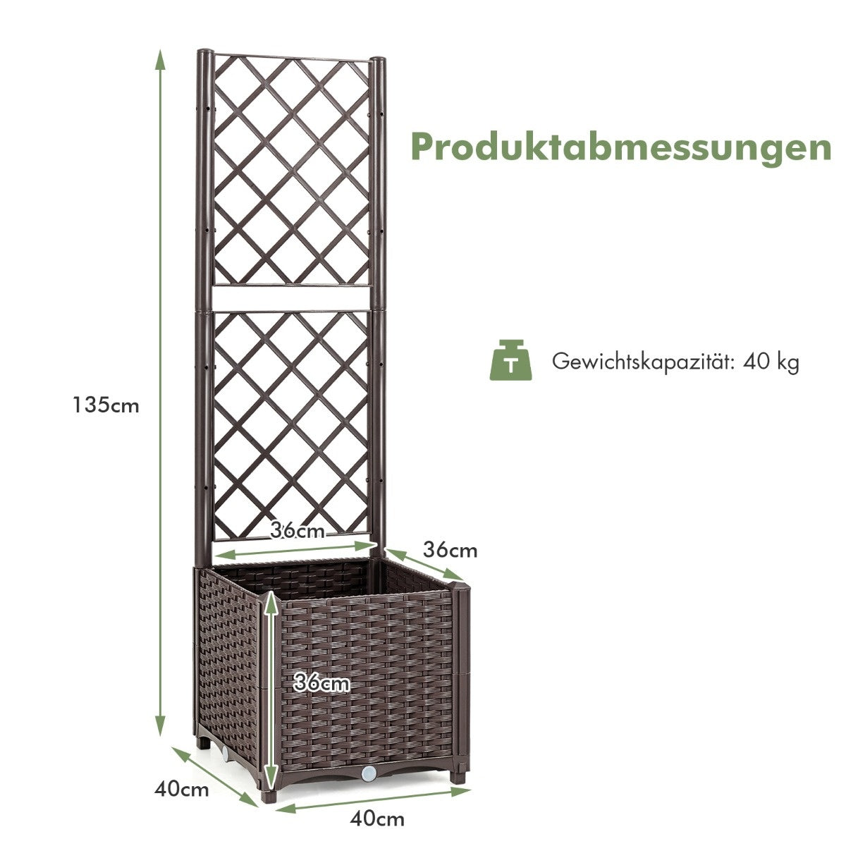 Coast Plantenbank Met Traliewerk - 80 x 40 x 135 cm - Bruin