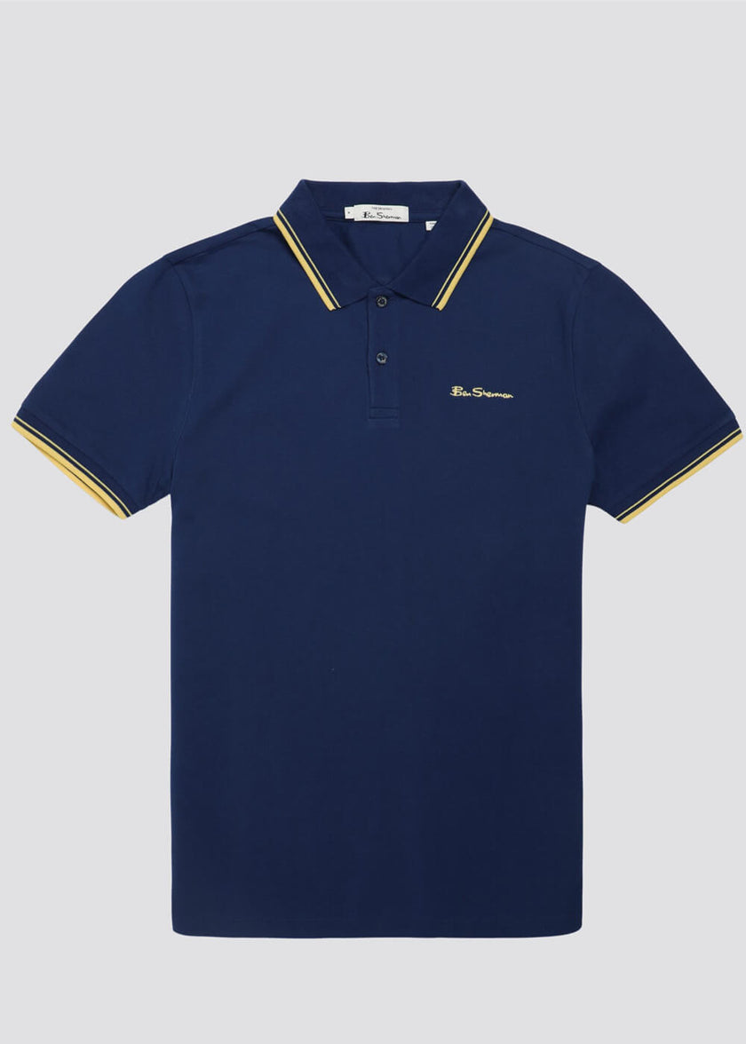 Signature Poloshirt Ben Sherman – Heren – Casual & Stijlvol – Donkerblauw Denim – Maat S