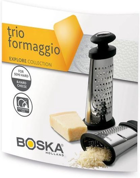 Boska Trio Formaggio - Tafelrasp met 3 raspmethodes - Multifunctioneel - Zilver/Zwart