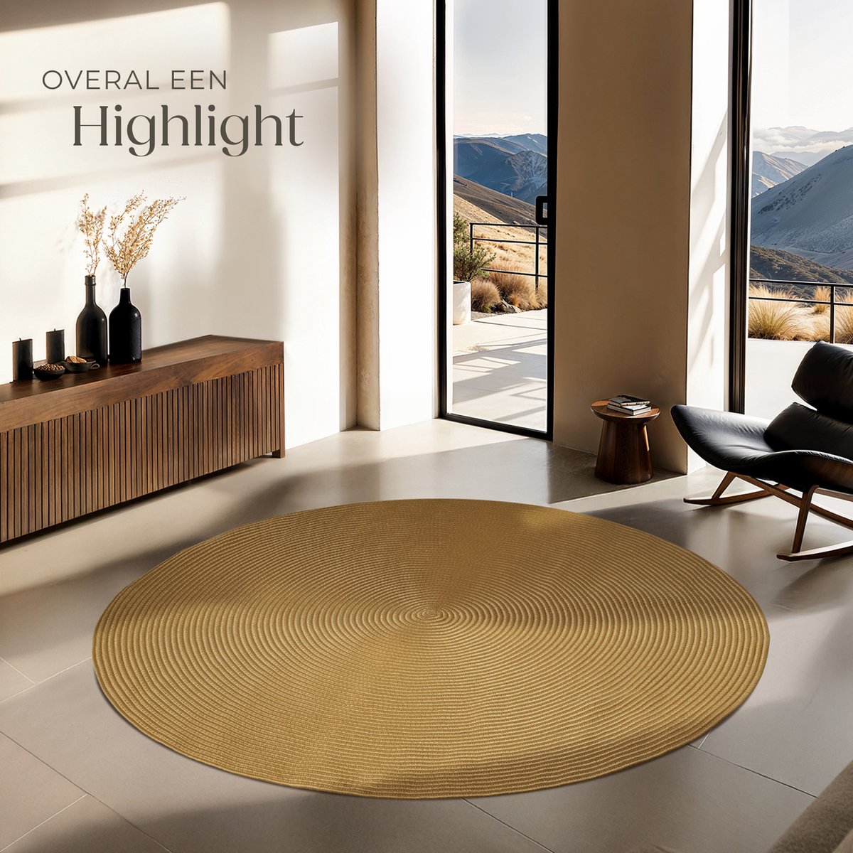 tectake® gevlochten vloerkleed Raya – Ø 160 cm – jute-look bruin