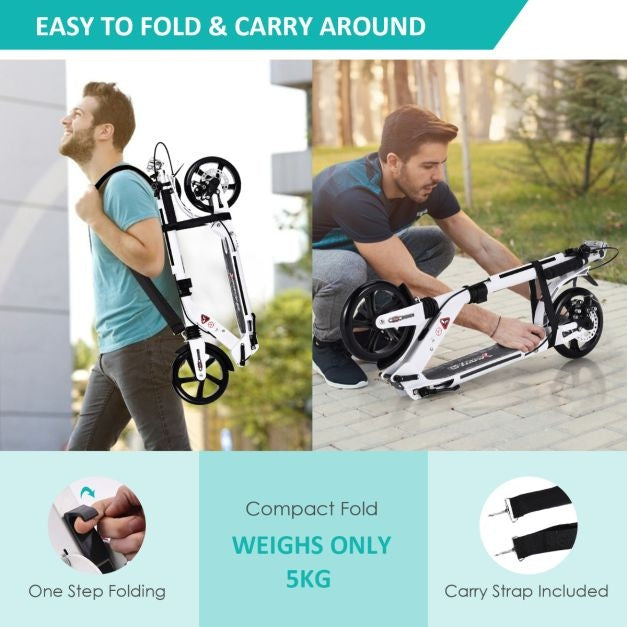 Coast kick scooter met de bel en ondersteuning van riem scooter scooter rolhoogte verstelbare scooter opvouwbaar wit wit