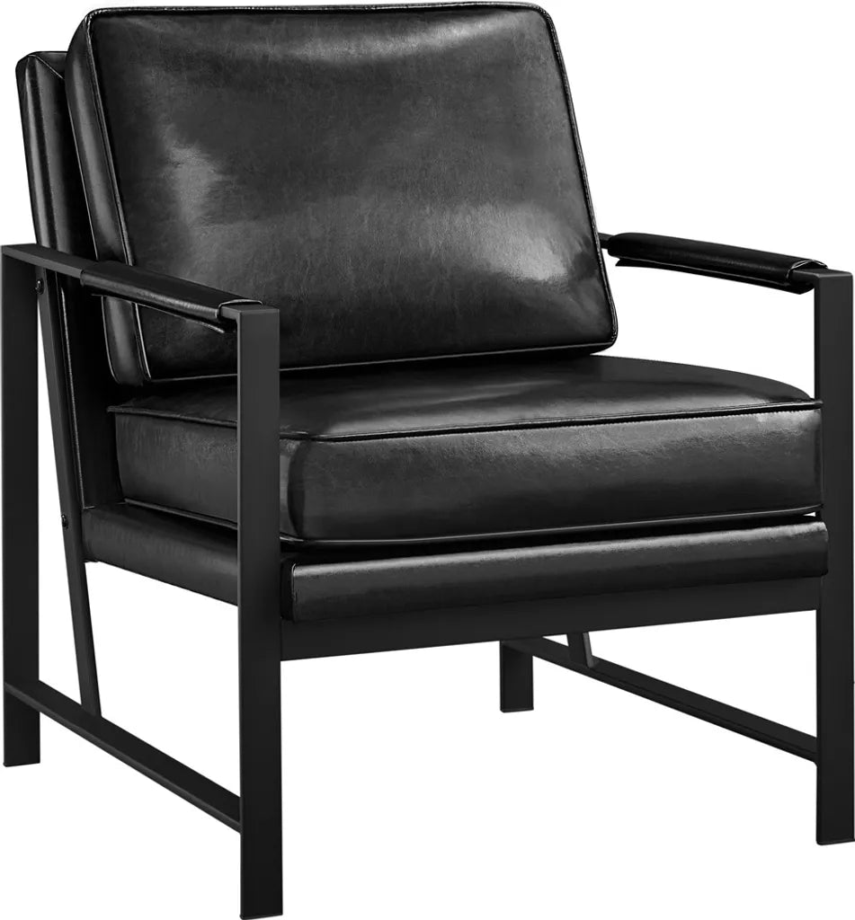 Yaheetech Retro Relaxfauteuil Kunstleer, Zwart