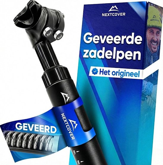 NEXTCOVER® Verende Zadelpen - Het origineel - Zadelpen 30.9 mm diameter en [Comfort-Spring] technologie - Zadelpen met vering Zwart
