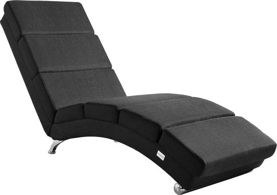 Casaria Relaxfauteuil London - Ligstoel Lounge Verchroomd - Antraciet