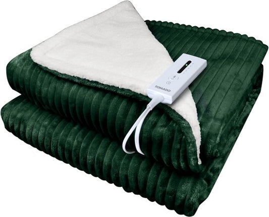 Tomado TEB1804G - Elektrische bovendeken - omslagdeken - Warmtedeken - Superzachte fleece stof - 180 x 130 cm - Groen