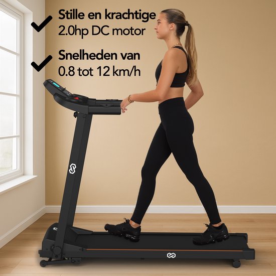Infinity Goods Loopband - Inklapbaar - Wandelband - 12 Programma’s - Incl. Tablethouder - Hellingsfunctie - t/m 12 km/u
