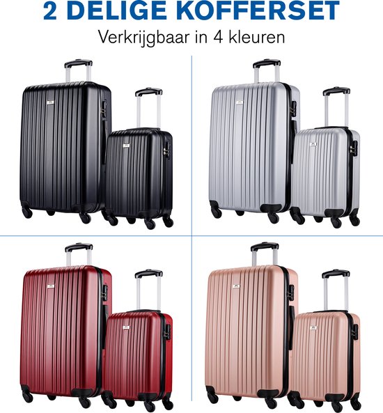 Slazenger Kofferset 2 Delig - Handbagage Trolley 26L en Ruimbagage Koffer 71L - Zilver