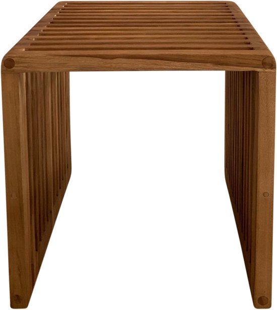 AXI Liane Teak Bijzettafel - Bruin – Houten tuintafeltje - 40 x 35 x 40 cm - 100% Teak – Voor tuin, terras en balkon