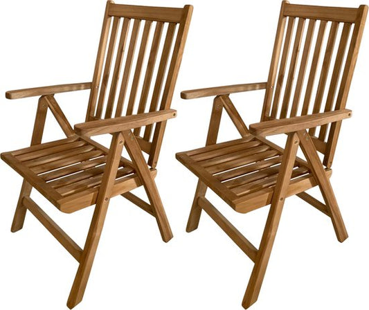 AXI Nuria Teak Verstelbare Tuinstoelen – Houten inklapbare tuinstoelen – 5 Standen – Set van 2 stuks – 100% Teak – 180 kg draagkracht – Tuin, terras of balkon