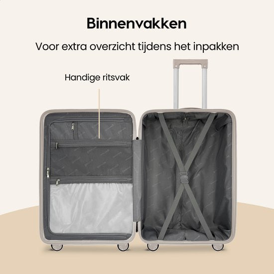 SKYCASES Urban Adventurer - Kofferset - 3-delig - Cijferslot - 232L - Spinner wielen - Reiskoffer met Kofferslot - Lichtgewicht - Beige