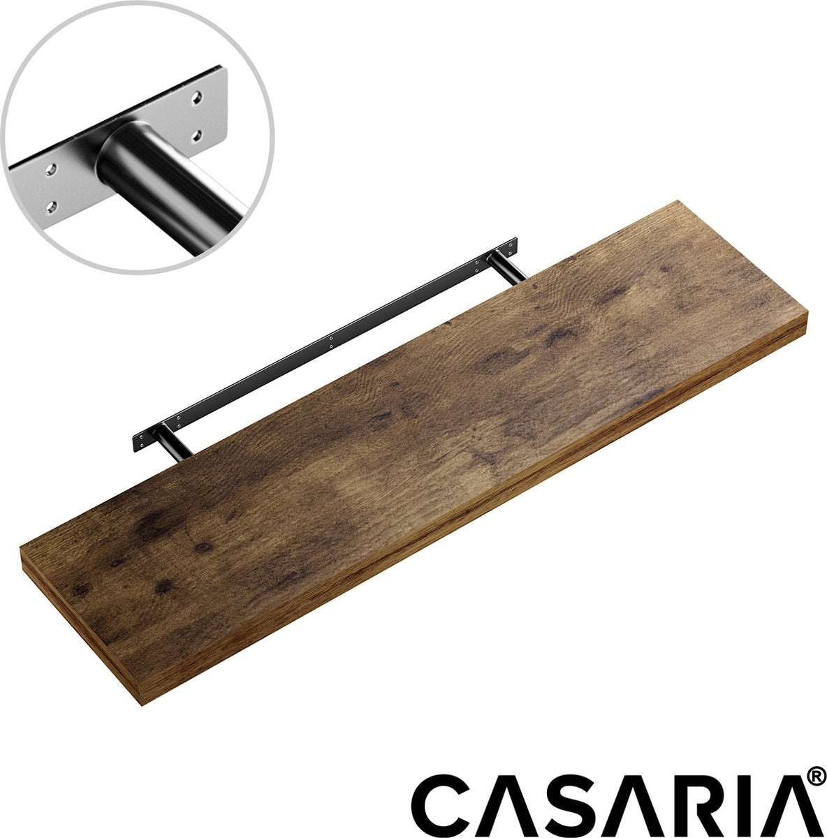 Casaria Wandplank Zwevend - 90 cm/15kg Belastbaar - Donker Eiken