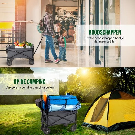 Camp Active Opvouwbare Bolderkar - Zwart - 70KG - 82x52x63cm