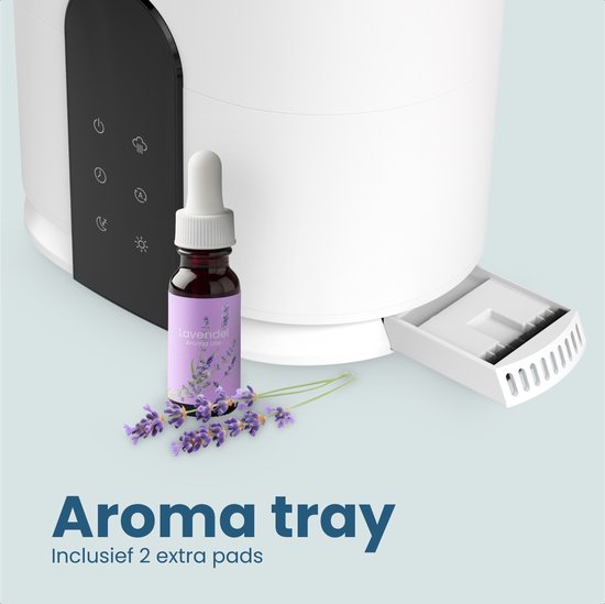 Auronic Luchtbevochtiger - 4 Liter - 40m2 - Geschikt voor Woonkamer, Kantoor, Slaapkamer, Babykamer en Meer - Met Aromatherapie - BPA-Vrij - Wit
