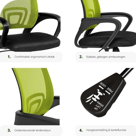 tectake - bureaustoel burostoel kantoor - design - zwart/groen