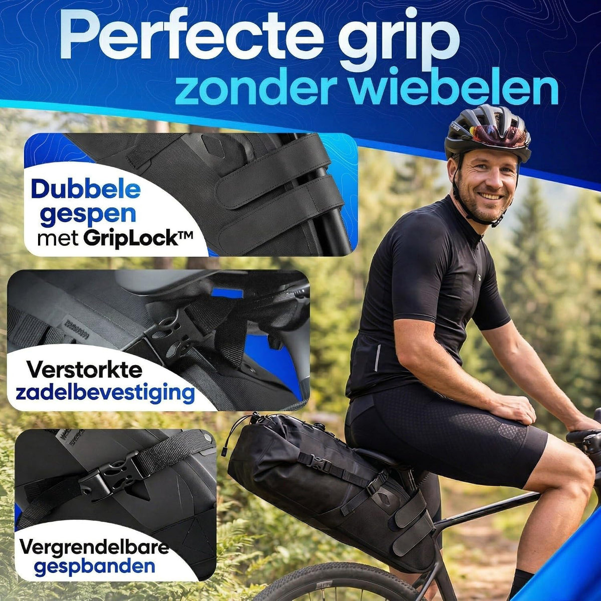Nextcover Bikepacking Frametas - 38 cm - Zwart - 3 Liter - 100% Waterdicht TPU - Fiets Frametas voor Gravelbike, Racefiets & MTB