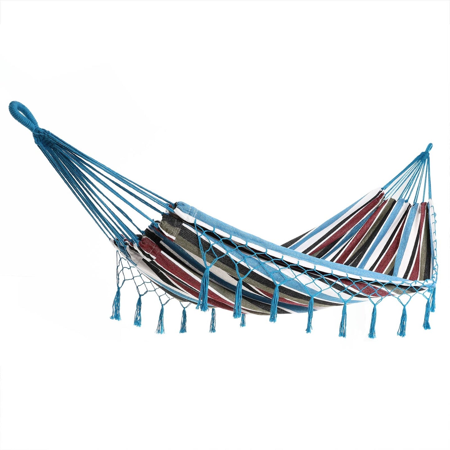 Detex Hangmat met Franjes - 320x150cm – Belastbaar tot 300kg - Blauw