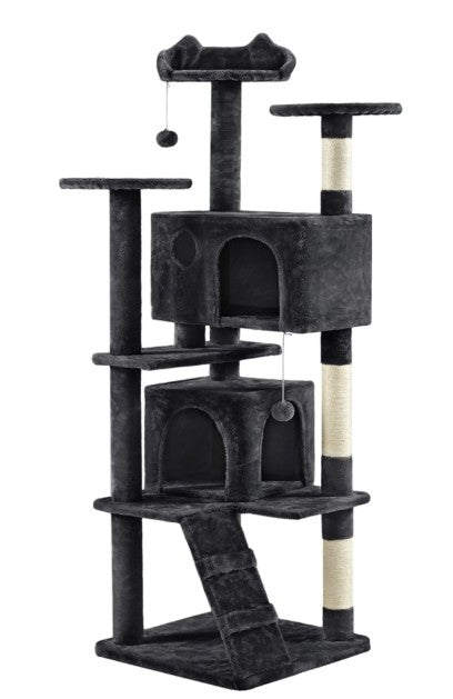 Yaheetech Krabpaal met 2 Grotten - 178 cm hoog - 54 x 54 cm - Zwart