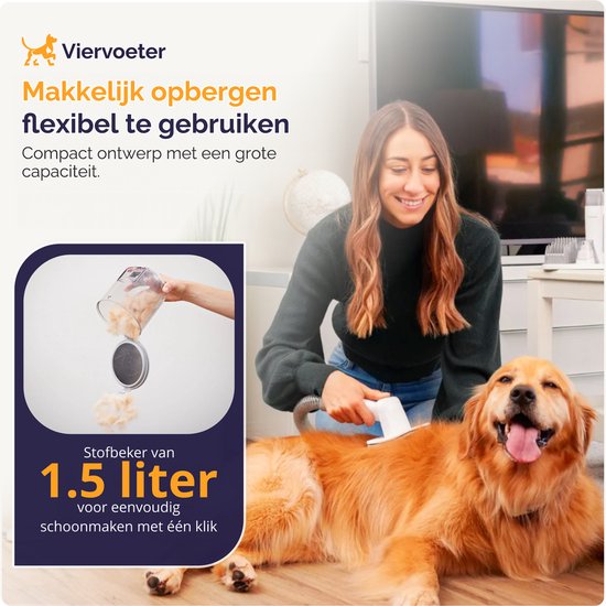 Viervoeter® Professionele 15 Delige Hondentondeuse met stofzuiger - Voor dikke vacht - Zuigen & Trimmen - Verzorginsset - Katten en Honden