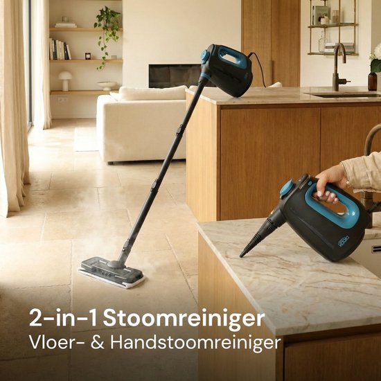 CleanKoala 2-in-1 Stoomreiniger – 15 sec Opwarmtijd – 30 min lang stomen– Incl. 12 Accessoires & 3 extra doekjes