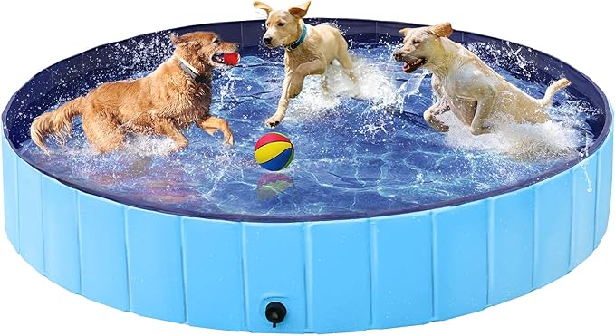 Yaheetech Hondenzwembad Ø180 x 30 cm - Opvouwbaar - PVC - Met Borstel/4 Patches - Blauw
