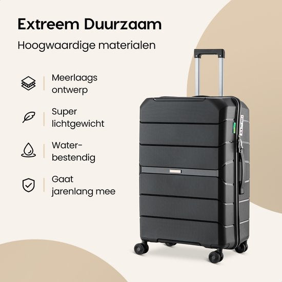 SC Urban Adventurer - Grote Reiskoffer - Cijferslot - 49x30x75cm - 110L - Reiskoffer met Kofferslot - Spinner wielen - Zwart V2