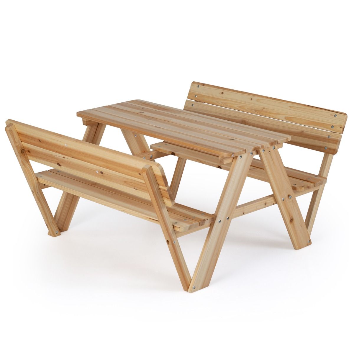 Coast Kinderpicknicktafel - houten peutertafel en bankenset - met rugleuning - naturel