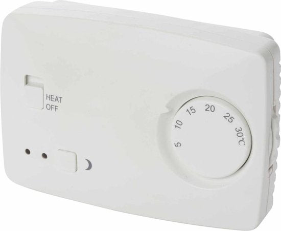 Perel Kamerthermostaat - 5 t/m 30°C - 1600W & 230V  - 30x106x166mm - Wit