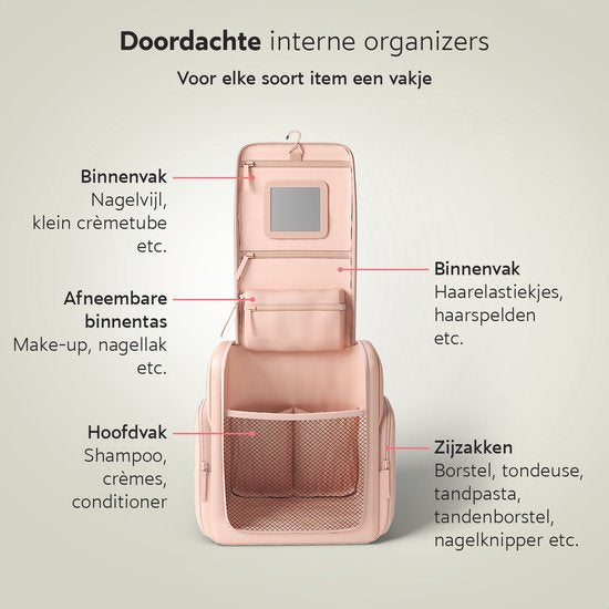 ONYX Toilettas Roze - 11x26x24cm - 7.0L - PU materiaal