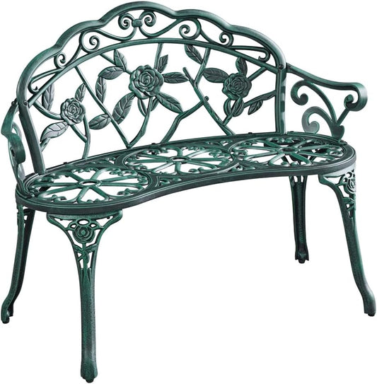 Yaheetech Vintage Tuinbank 99,5 x 57 x 78,5 cm - Groen - 2-Zits - Metaal - 227 kg