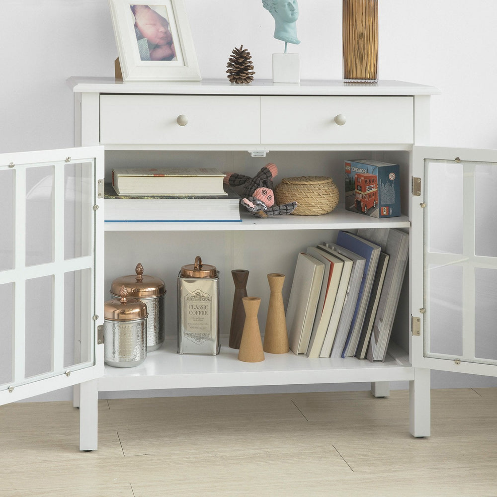 SoBuy FSB23-W Keukenkast met 2 Laden en 2 Deuren - Wit - 80x80x34 cm - Landelijk