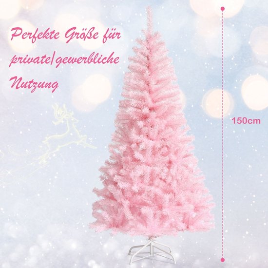 Coast Kunstkerstboom Roze – 75 x 75 x 150 cm – Met Glittertakken en Opvouwbare Metalen Standaard