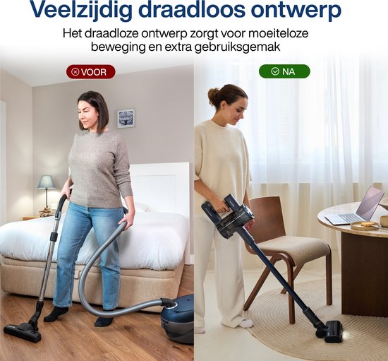Steelstofzuiger Draadloos CleanDetect Lite 200W - Draadloze stofzuiger - 22kPa zuigkracht - 2 Opzetstukken - Zonder zak op accu - Samako