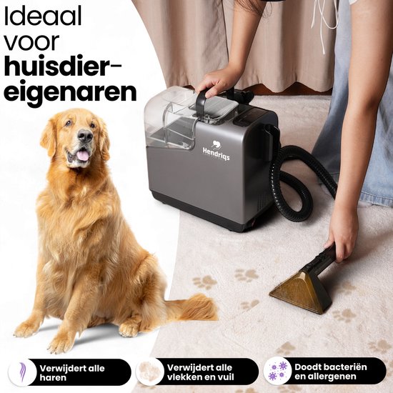 Hendriqs® 4-1 Tapijtreiniger - 105 °C Stoomreiniger met Anti-Verstopping Functie & Wieltjes en Automatisch Snoeroprolsysteem - Zetelreiniger - Draagbare Vlekkenreiniger - Bank Reiniger - Meubelreiniger - Bankreiniger - Reinigingsmachine