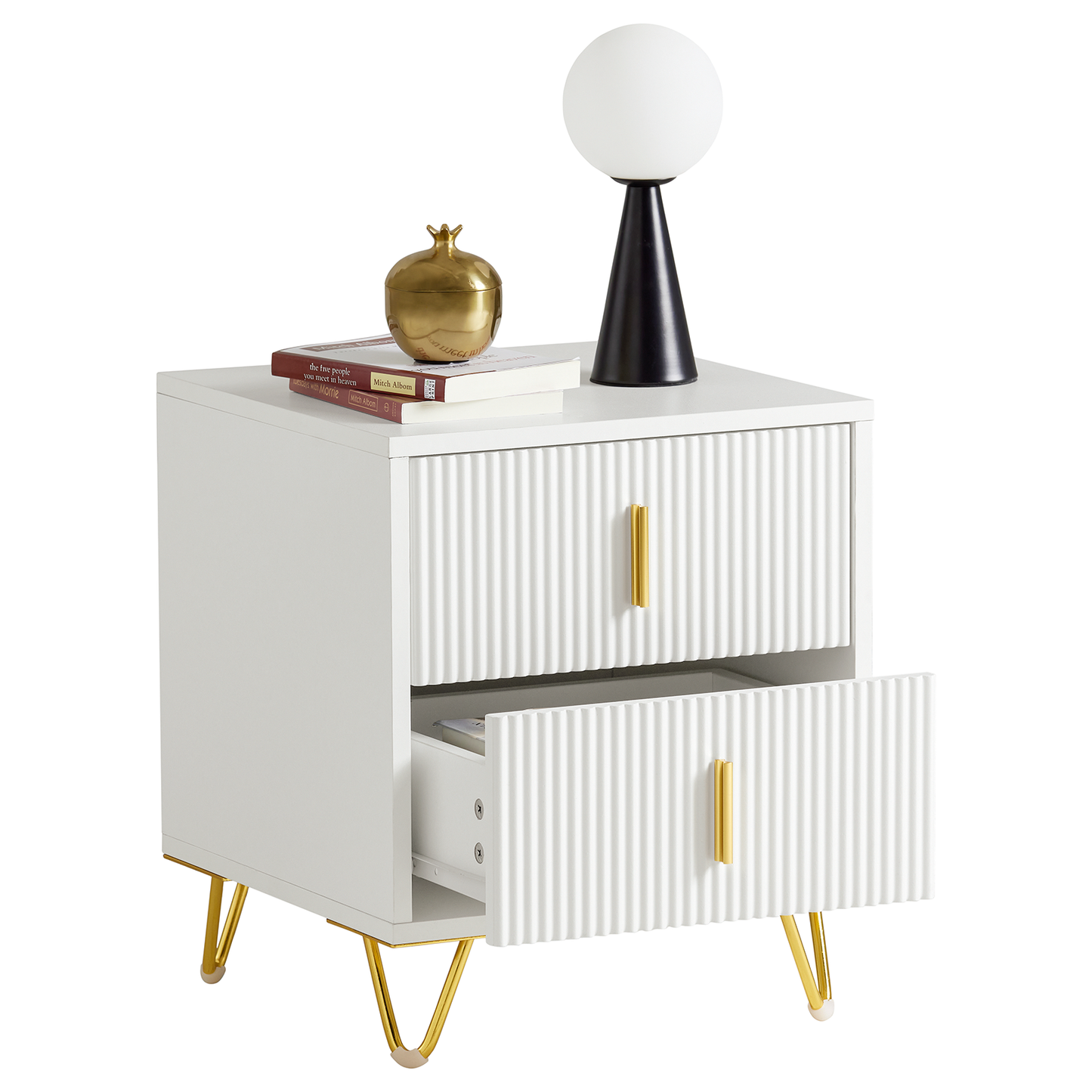 SoBuy Nachtkastje met 2 Laden - 40x40x47 cm - Wit