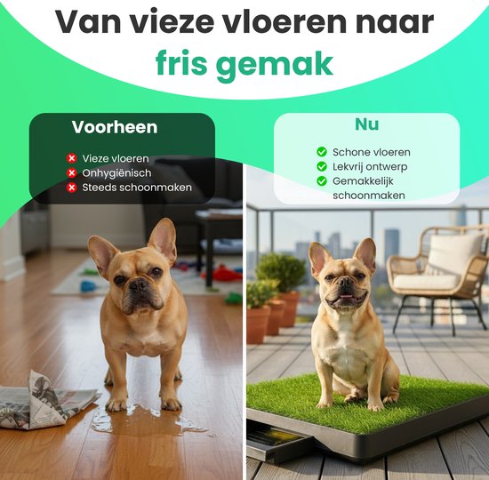 Pawesome - Hondentoilet kunstgras - Toilet voor honden met grasmat - Puppy Pads - Training Pads - Outdoor toilet - Zindelijkheidstraining - Inclusief 2 grasmatten