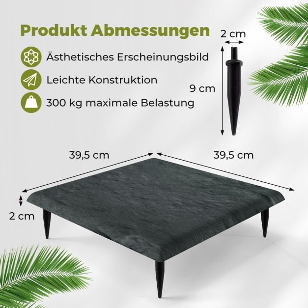 Coast Stapstenen Grijs – Set van 8 Tuintegels met 32 Grondpennen – 39,5 x 39,5 cm