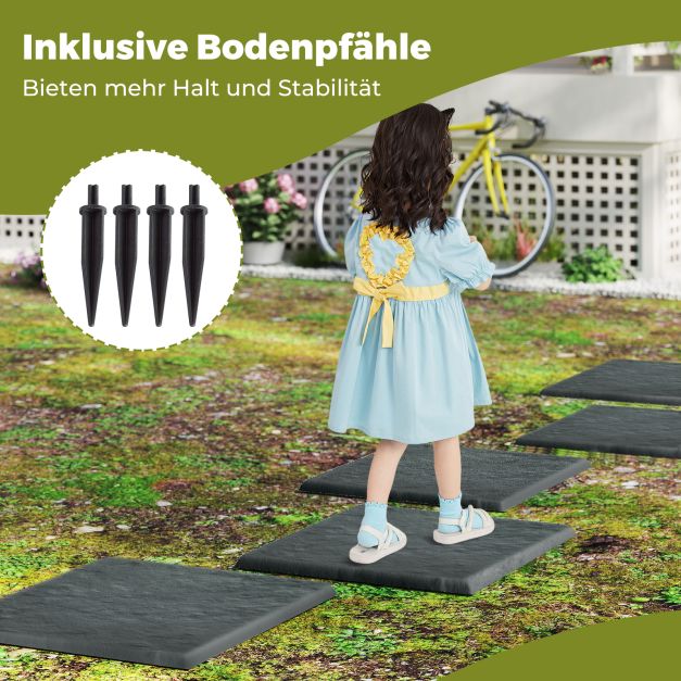 Coast Stapstenen Grijs – Set van 8 Tuintegels met 32 Grondpennen – 39,5 x 39,5 cm