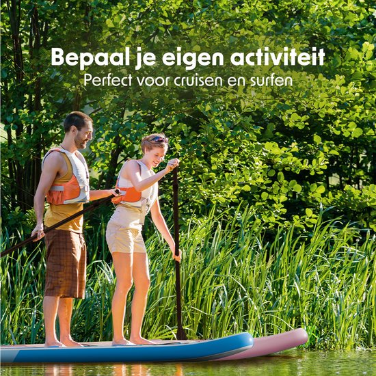 LifeGoods SUP Board Allround Compact - 100 KG Draagkracht - 300 x 76 cm - Opblaasbaar - Compleet SUP pakket - Wit/Sky Blue