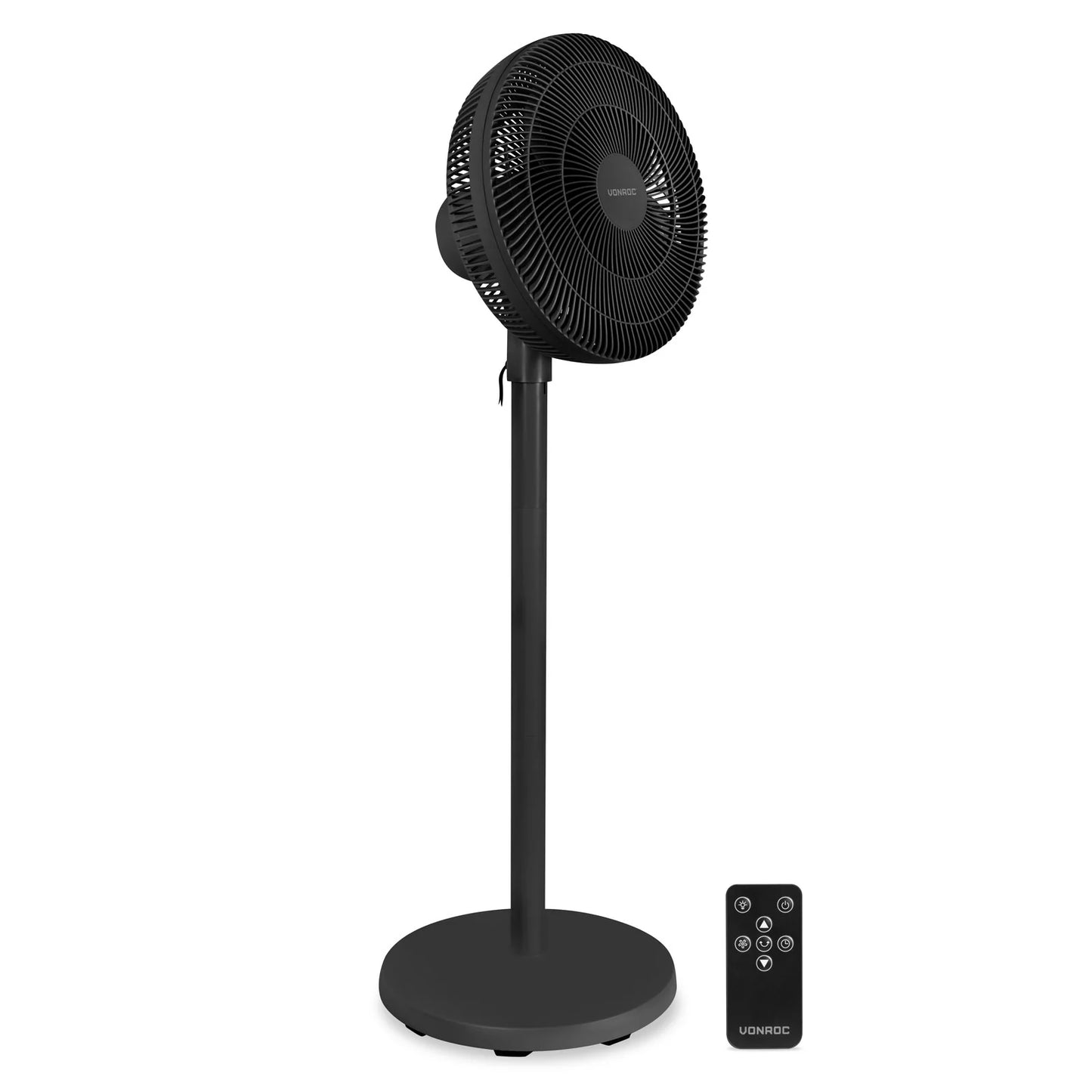 VONROC Vloerventilator Met Afstandsbediening – In 3 Hoogtes Verstelbaar Met 7 Ventilatorbladen En Timer – Voor Slaapkamer En Woonkamer – Zwart Kunststof – 110 cm