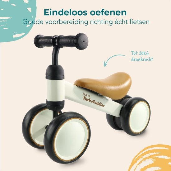 LifeGoods - TurboToddler Loopfiets - Vanaf 1 jaar - Kinderstep - Crème