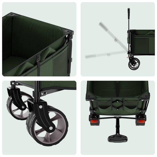 LifeGoods Bolderkar - XL - Opvouwbaar - 200L - 100KG Draagkracht - Groen