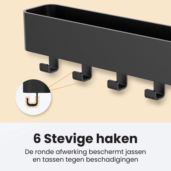 Duna Sleutelrekje - Sleutelhouder - Zelfklevend - Sleutelbakje Modern incl. Siliconen Mat - RVS - Zwart