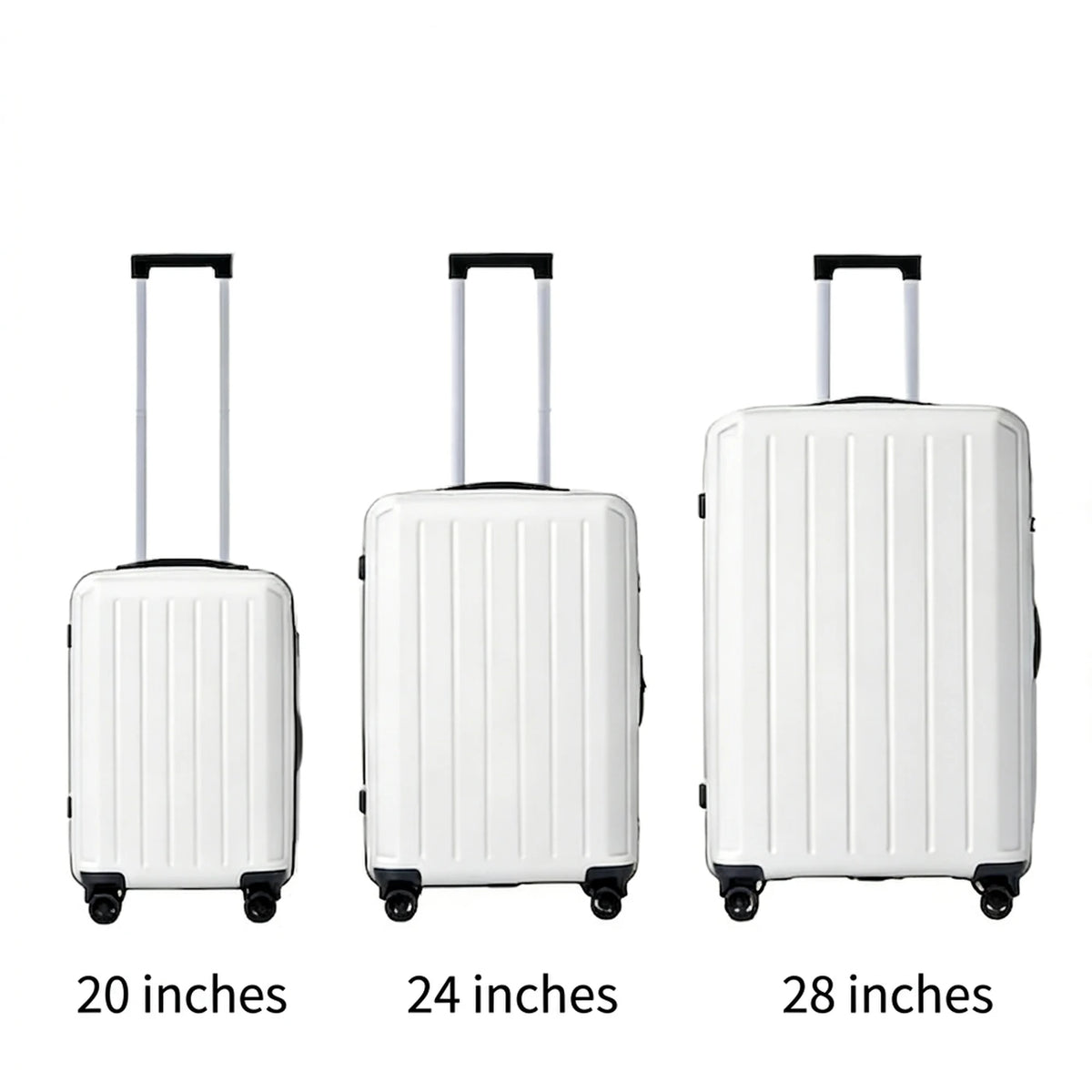 Ochama Kofferset 3-delig - 20, 24 en 28 inch - PP Hardshell - TPE Spinnerwielen - Cijferslot - Wit/Crème