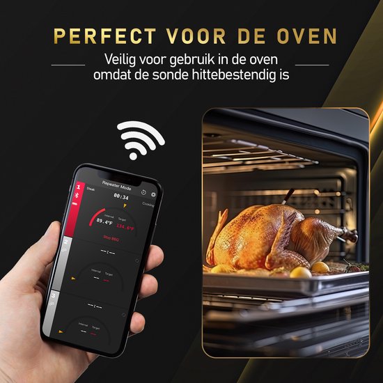 MostEssential Smart Vleesthermometer - Draadloos - 80M Bereik - 36 Uur Werktijd - Bluetooth 5.2 - 2000mAh Batterij - Double Probe Edition