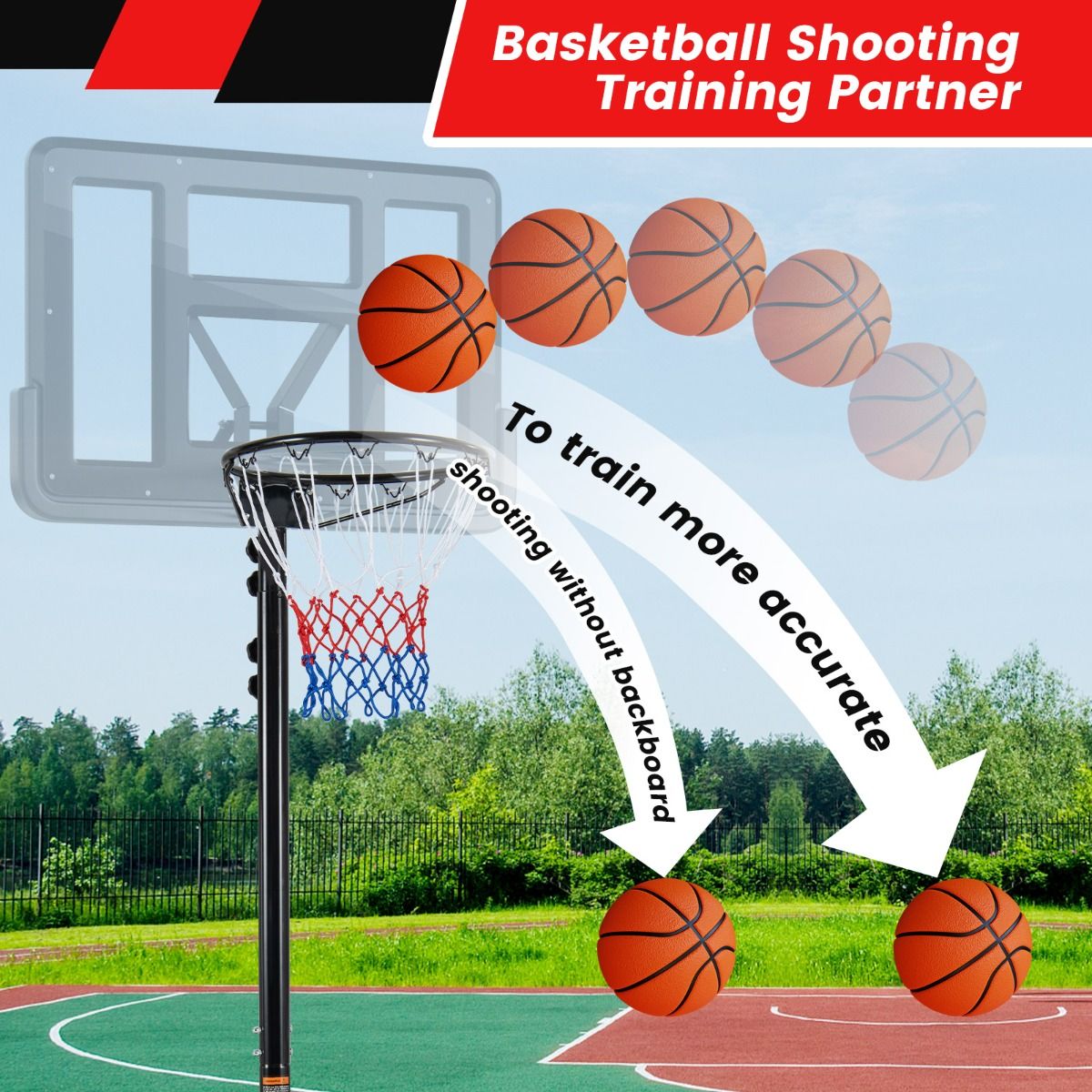 Coast Basketbalstandaard - in hoogte verstelbaar - opvulbare basis - met wielen - zwart