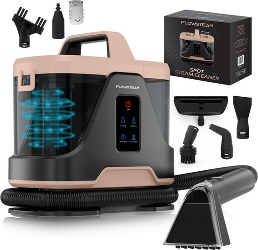 FLOWSTEAM® 6-in-1 Stoomreiniger PRO 1700W - Tapijtreiniger – Vlekkenreiniger – Handstomer – Zetelreiniger - 100°C Stoom - 4 Stoomstanden - 90 Minuten Stomen - 5M Snoer